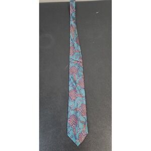 Ted Lapidus 100% Silk Paisley Tie – Teal Purple Orange Pattern – 61" Italy